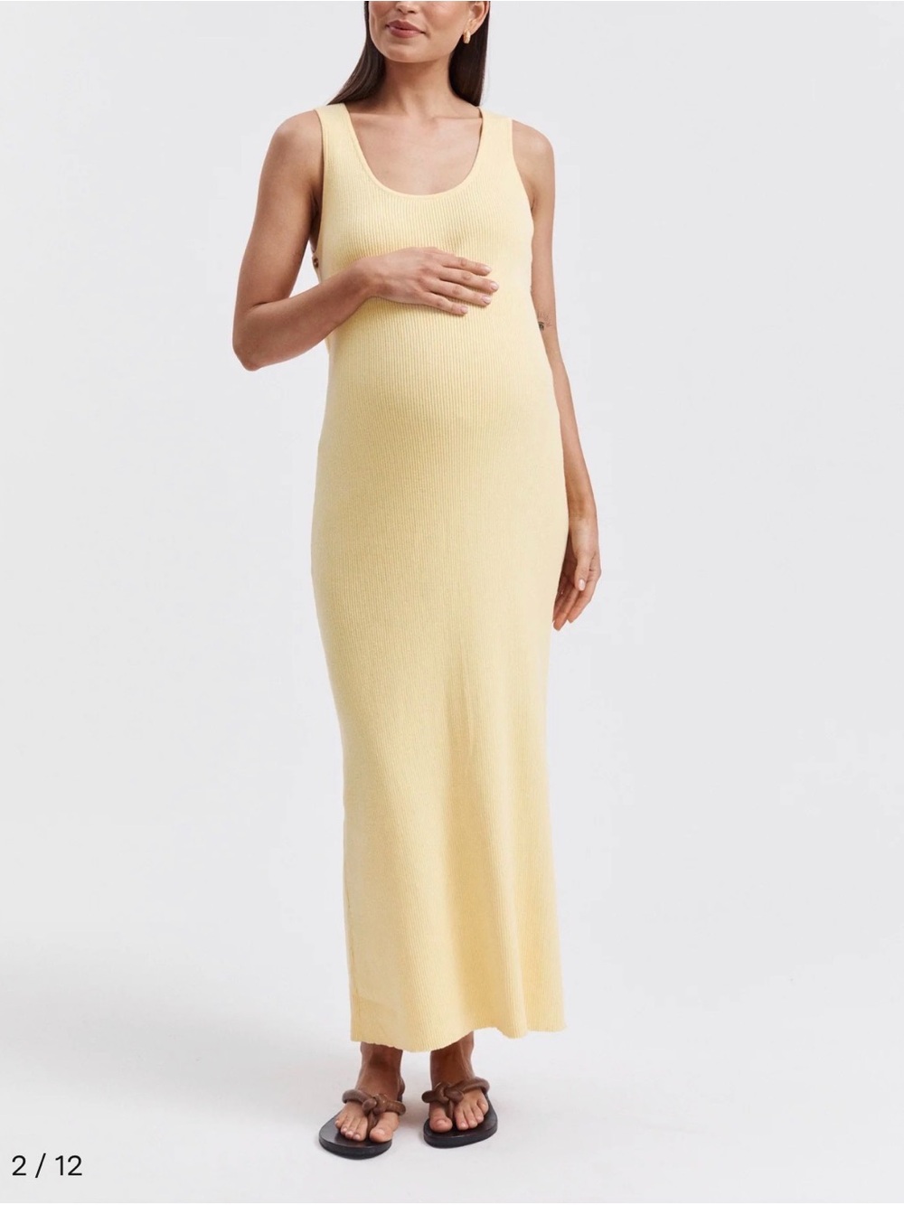 Legoe Heritage Cotton Riv Midi Tank Dress in Pale Yellow